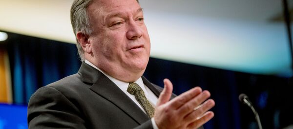 Госсекретарь США Майк Помпео во время пресс-конференции в Вашингтоне  - 俄罗斯卫星通讯社