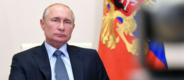 19 июня 2020. Президент РФ Владимир Путин во время встречи в режиме видеоконференции с представителями различных отраслей экономики, столкнувшимися с последствиями распространения новой коронавирусной инфекции. 19 июня 2020. Президент РФ Владимир Путин во время встречи в режиме видеоконференции с представителями различных отраслей экономики, столкнувшимися с последствиями распространения новой коронавирусной инфекции. - 俄罗斯卫星通讯社