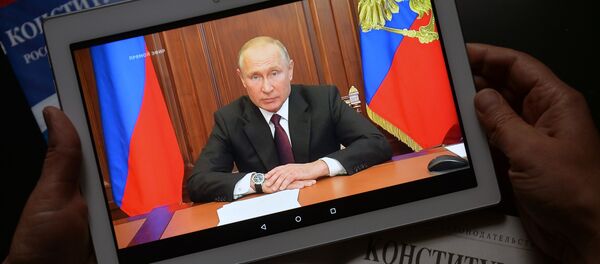 Телеобращение президента РФ Владимира Путина к гражданам России. - 俄羅斯衛星通訊社