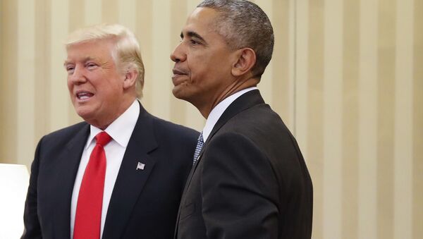 Президент США Барак Обама и новый избранный президент США Дональд Трамп во время встречи  - 俄罗斯卫星通讯社