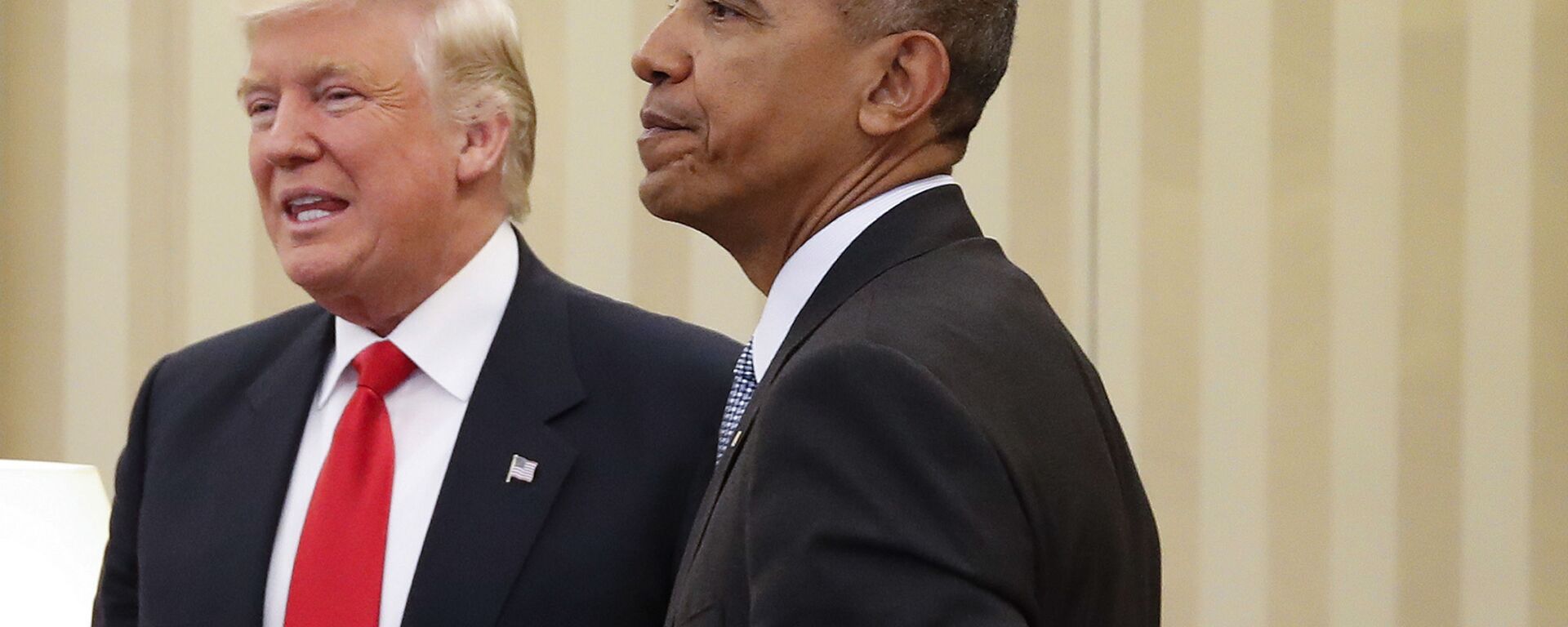 Президент США Барак Обама и новый избранный президент США Дональд Трамп во время встречи  - 俄罗斯卫星通讯社, 1920, 29.06.2020