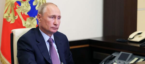 25 июня 2020. Президент РФ Владимир Путин проводит встречу с членами Общественной палаты нового, седьмого состава, в режиме видеоконференции. - 俄罗斯卫星通讯社