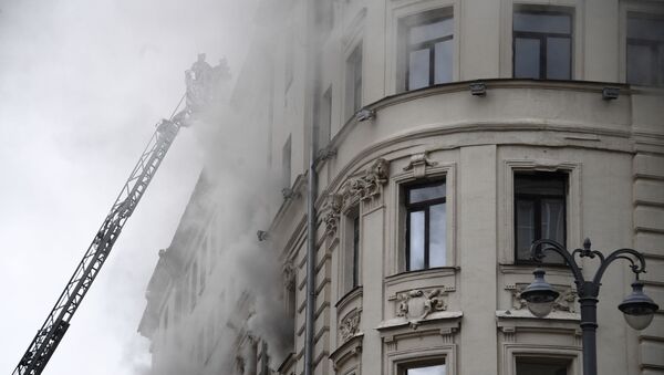 Пожар в здании на Тверской улице в Москве.  - 俄羅斯衛星通訊社