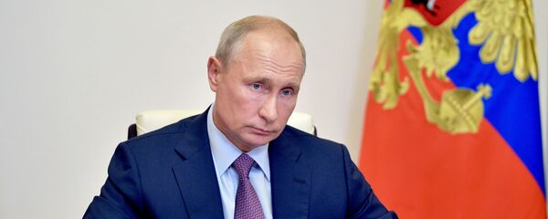 2 июля 2020. Президент РФ Владимир Путин проводит заседание Российского организационного комитета Победа в режиме видеоконференции. - 俄羅斯衛星通訊社